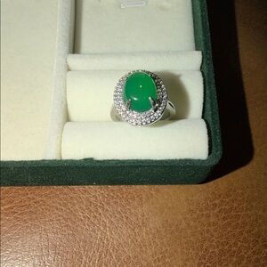 Elegant Green marble with 925 Silver Ring